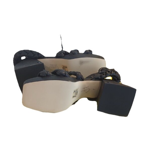 CIRCUS NY Women Black Braided Block Heel Strap Sandals, Size 9, Coquette Goth - Picture 9 of 11